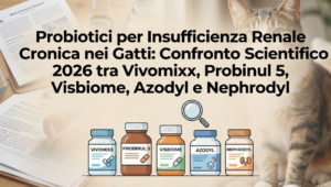 Probiotici per Insufficienza Renale Cronica nei Gatti Confronto Scientifico 2026 tra Vivomixx, Probinul 5, Visbiome, Azodyl e Nephrodyl